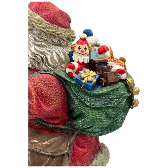 Christmas Santa Claus Resin Polystone Figure 10.5 Inches Tall with Bag of Toys & - Picture 3 of 9